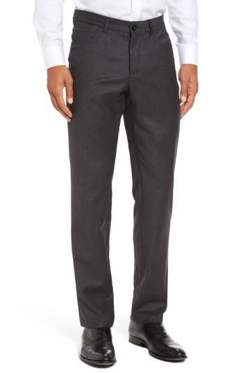 Men's Monte Rosso Flat Front Houndstooth Stretch Wool Trousers
