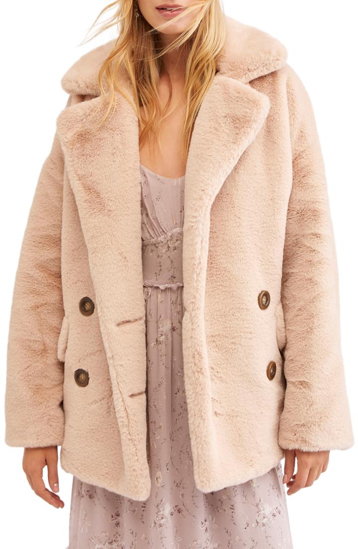 Women's Free People Kate Faux Fur Coat - Pink