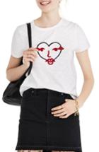 Women's Madewell Heart Face Tee, Size - White