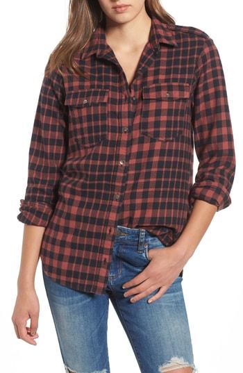 Women's Billabong Venture Out Plaid Shirt - Burgundy