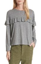 Women's The Great. The Ruffle Yoke Tee - Grey