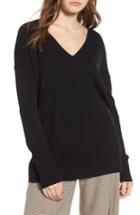 Women's Trouve Side Slit Sweater, Size - Black