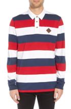 Men's Vans Rugvee Long Sleeve Striped Polo - Red