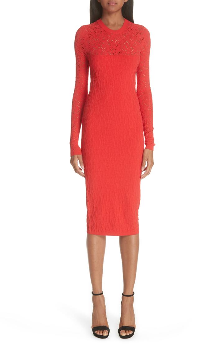 Women's Versace Open Knit Body-con Dress Us / 46 It - Red