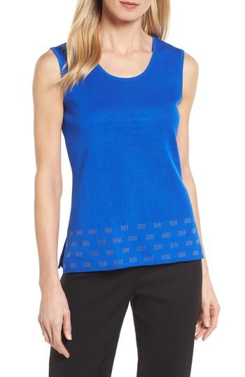 Women's Ming Wang Scoop Neck Trimmed Tank - Blue