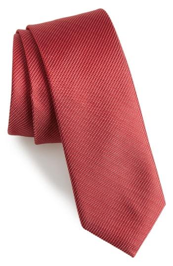 Men's Calibrate Sheffield Solid Silk Tie, Size - Red