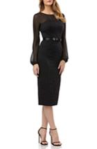 Women's Kay Unger Chiffon & Lace Sheath Dress - Black