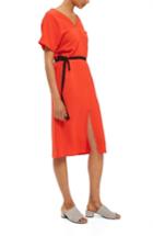 Women's Topshop Belted Midi Dress Us (fits Like 6-8) - Red