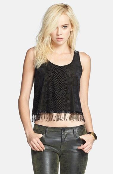 Astr Fringed Burnout Velvet Crop Tank