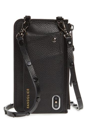 Bandolier Jane Leather Iphone X Crossbody Case & Pouch Set - Black