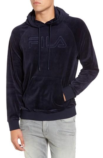 Men's Fila Kai Velour Hoodie - Blue