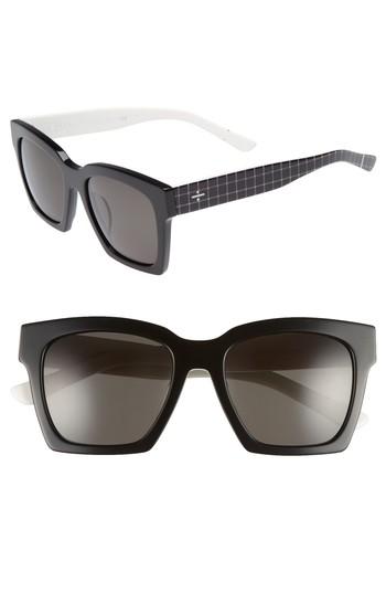 Women's Blanc & Eclare New York 54mm Polarized Sunglasses - Black/ White Checker