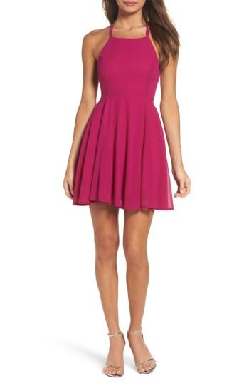Women's Lulus Good Deeds Lace-up Skater Dress - Pink