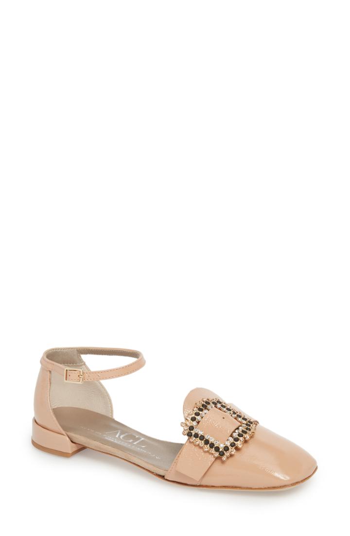 Women's Agl Ornament Ankle Strap Flat .5us / 36.5eu - Beige