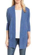 Women's Halogen Three-quarter Sleeve Cashmere Cardigan, Size - Blue
