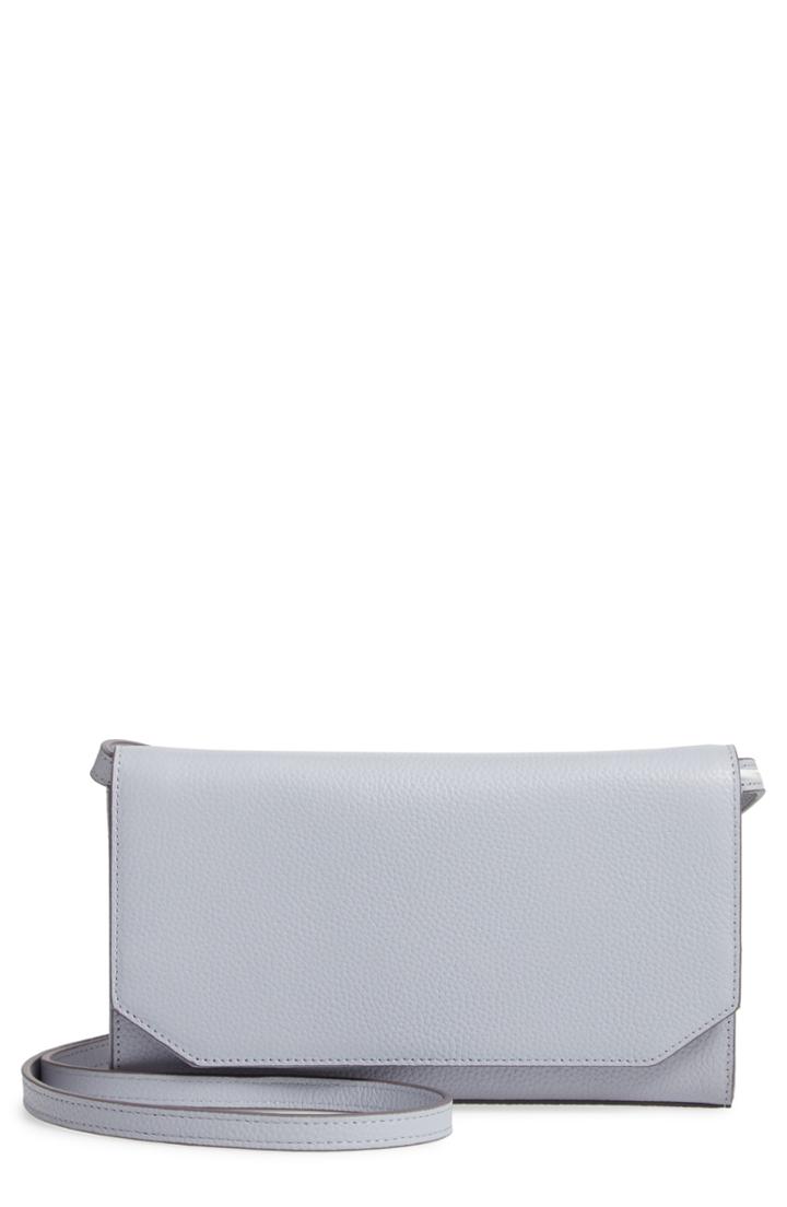 Women's Nordstrom Leather Wallet On A Strap - Grey