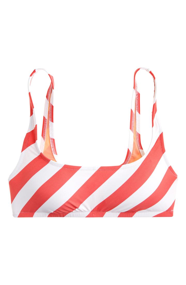 Women's J.crew Stripe Scoop Neck Bikini Top, Size - Pink