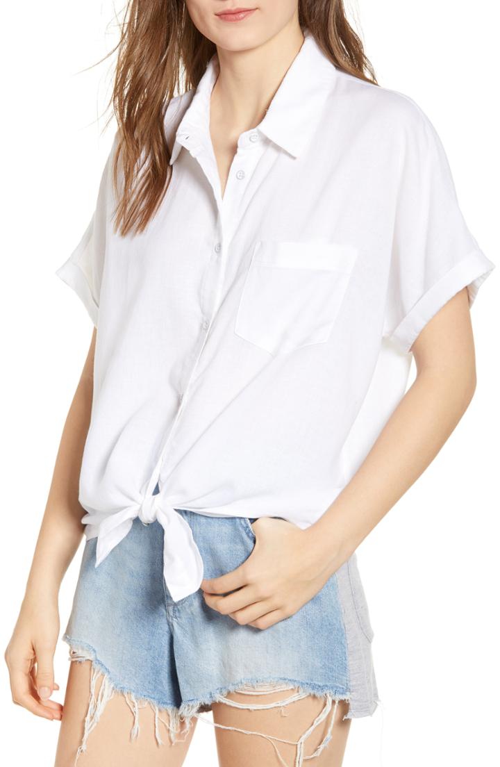 Women's Dl1961 Chrystie Tie Waist Shirt - White