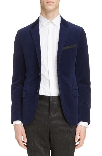 Men's Lanvin Extra Slim Fit Velvet Jacket Eu - Blue