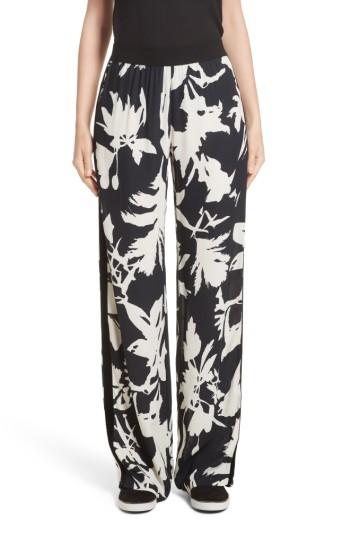 Women's Fuzzi Floral Crepe Wide Leg Pants Us / 40 It - Black