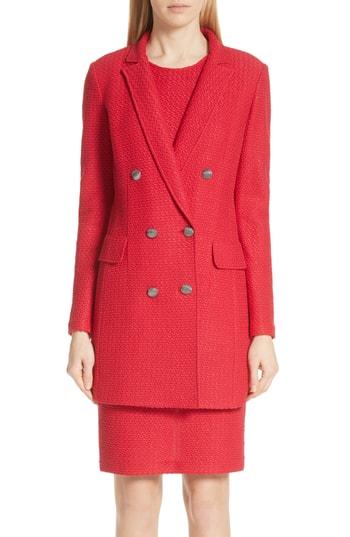 Women's St. John Collection Adina Knit Fitted Double Breasted Jacket - Coral