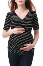 Women's Kimi And Kai Beverly Ruched Maternity/nursing Top - Black