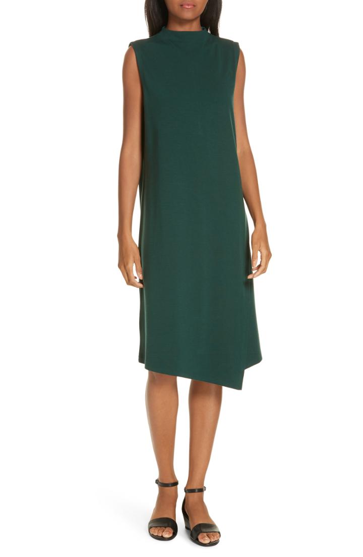 Women's Eileen Fisher Sleeveless Mock Neck Dress - Green