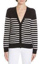 Women's Kate Spade New York Heart Patch Stripe Cardigan - Black