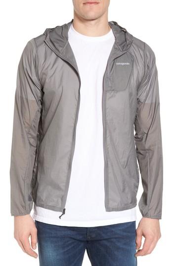 Men's Patagonia 'houdini' Slim Fit Water Repellent Hooded Jacket - Grey