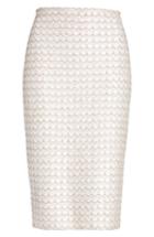 Women's St. John Collection Sequin Scallop Tweed Pencil Skirt - White