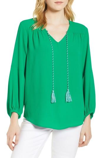Women's Chaus Tie Neck Crepe Blouse - Green