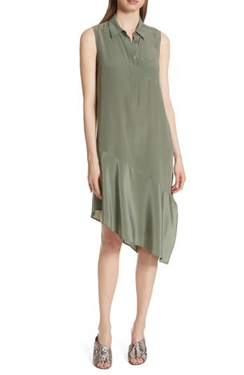 Women's Equipment Tira Asymmetrical Hem Silk Shirtdress - Green