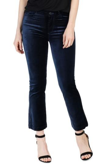 Women's Paige Colette High Waist Crop Flare Velvet Pants - Blue