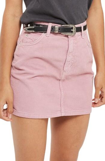 Women's Topshop Corduroy Miniskirt Us (fits Like 2-4) - Pink