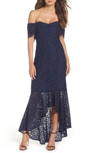 Women's Shoshanna Vanowen Lace Off The Shoulder Gown