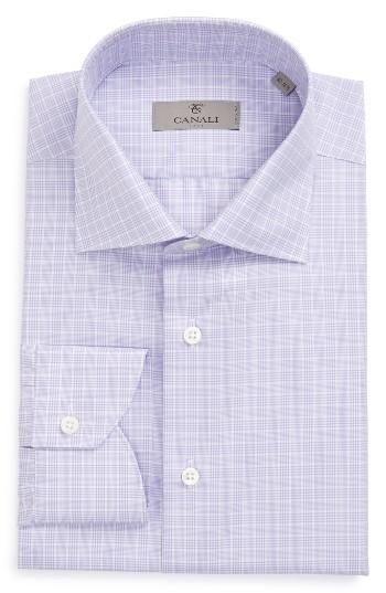 Men's Canali Regular Fit Plaid Dress Shirt - Purple