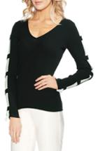 Women's Vince Camuto Contrast Sleeve Ribbed Sweater - Black