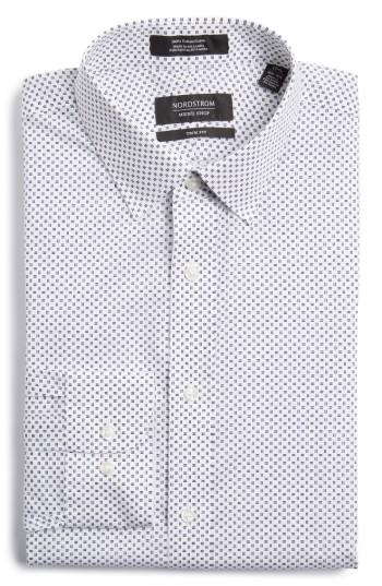 Men's Nordstrom Men's Shop Trim Fit Print Dress Shirt .5 32/33 - White
