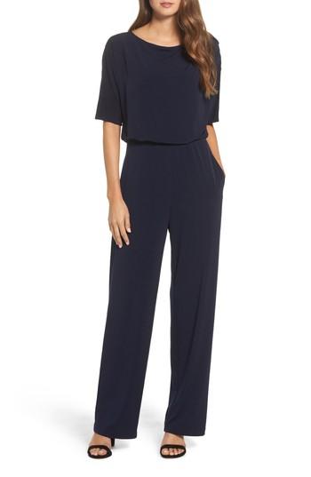 Women's Vince Camuto Crepe Split Sleeve Jumpsuit - Blue