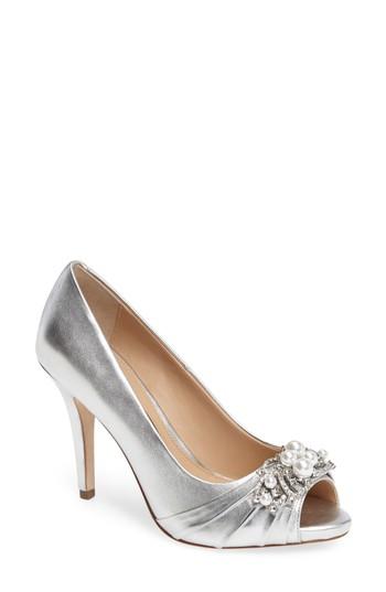 Women's Nina Ruana Swarovski Peep Toe Pump .5 M - Metallic
