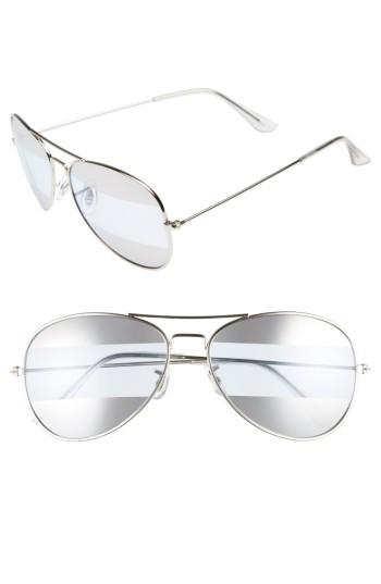 Women's Bp. 60mm Tri-tone Metal Aviator Sunglasses - Silver/ Blue/ Silver