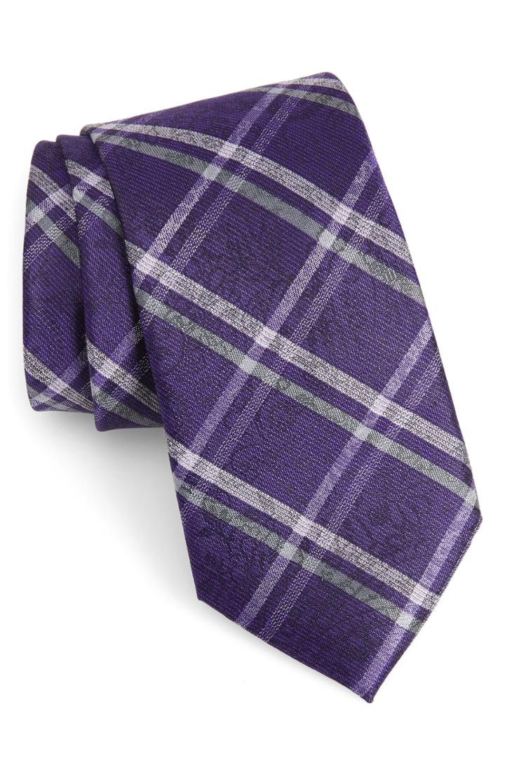 Men's Calibrate Gatrell Plaid Tie, Size - Purple