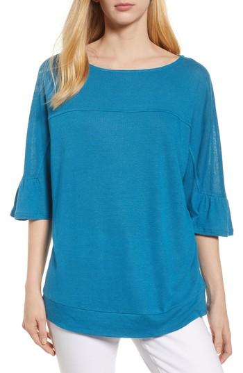 Women's Caslon Ruffle Sleeve Tee - Blue/green