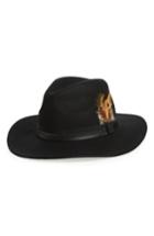Women's Treasure & Bond Feather Trim Panama Hat - Black