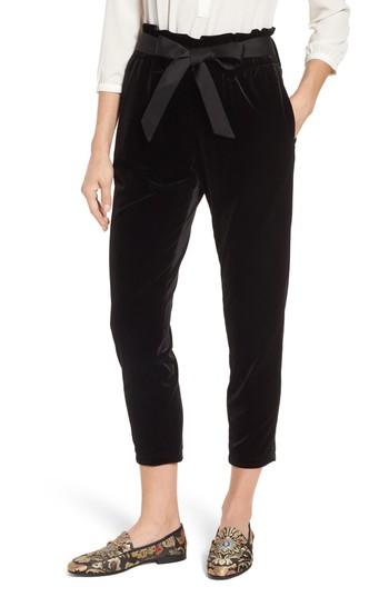 Women's Halogen Tie Waist Velvet Pants, Size - Black