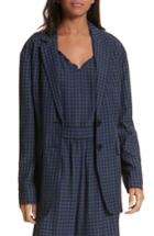 Women's Tibi Oversize Gingham Blazer, Size - Blue