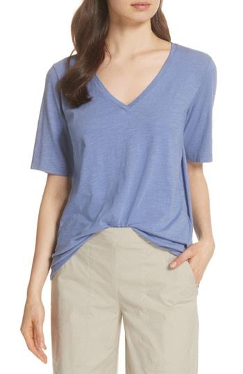Women's Eileen Fisher V-neck Organic Cotton Tee, Size - Purple
