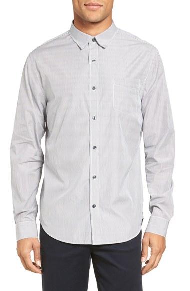 Men's Vince Trim Fit Distressed Stripe Sport Shirt