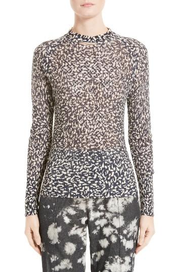 Women's Victor Alfaro Silk & Cashmere Animal Print Mesh Top