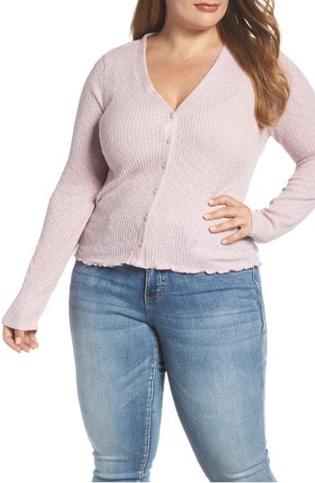 Women's Bp. Slim Long Sleeve Button Cardigan - Purple